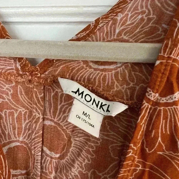 Monki Kaftan Flowy midi dress Yellow flower size M/L Beach resort wear - Picture 4 of 9